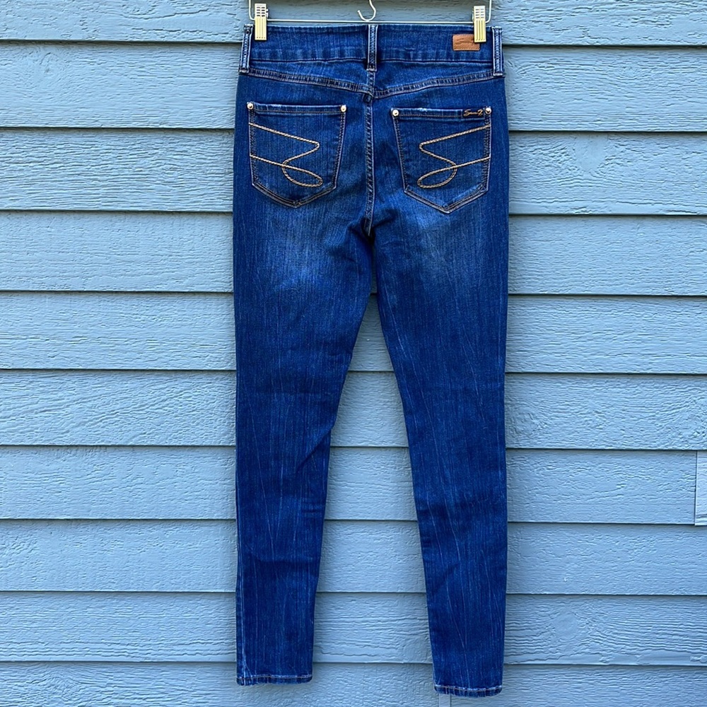 Seven7 Women's Skinny Jeans - Dark Blue Indigo - Picture 4 of 14